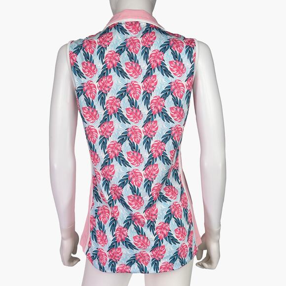 NWT LOHLA SPORT "The Sunny Palm" Sleeveless Polo Sport Top (Peony | Size M/L) - Picture 3 of 8